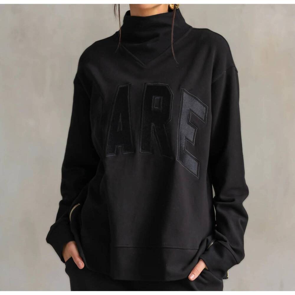 NEW CARE TUCKER bella interlock mock neck in black